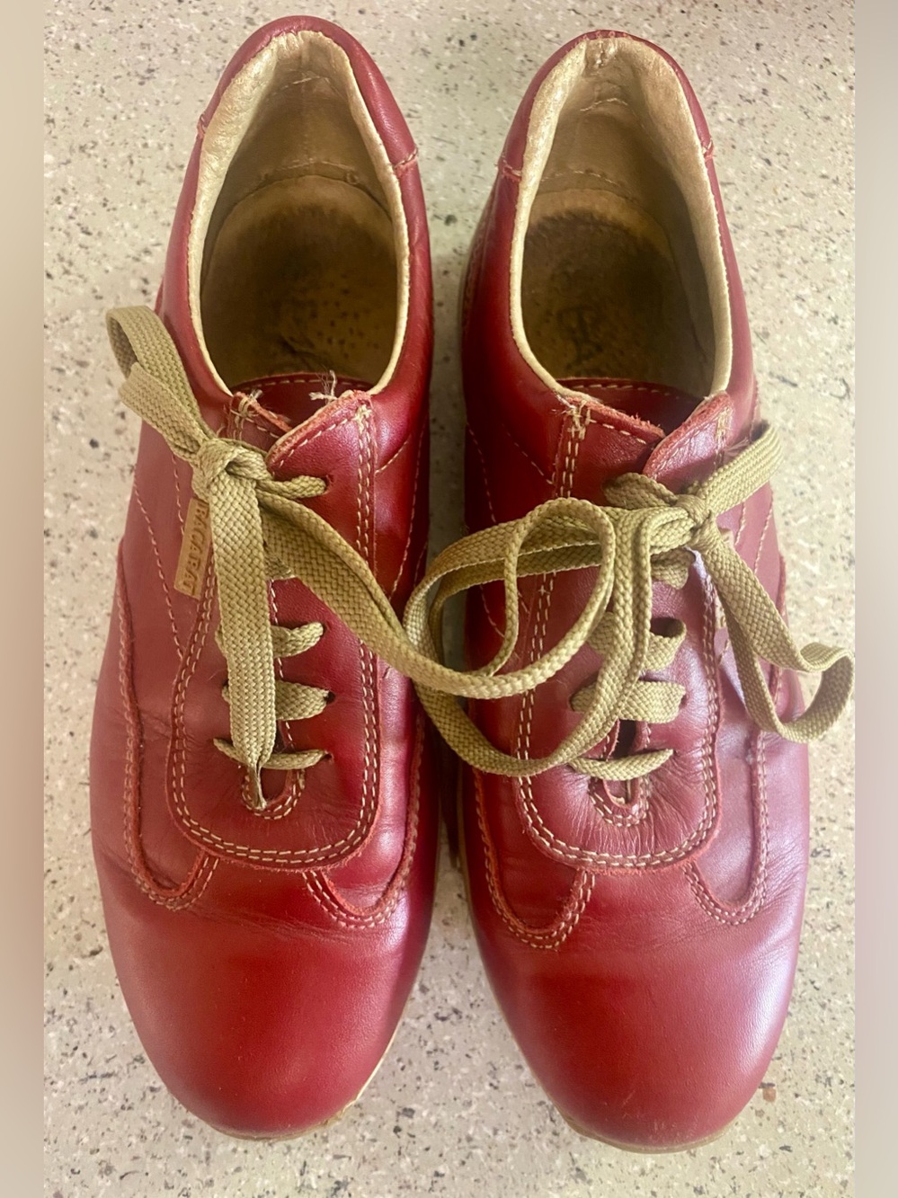 Vintage BACARAT Red Leather Shoes Leather Lined Retro Bowling Sneakers EU Made